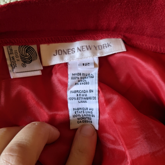 Red Jones New York Wool crepe cuffed dress pants 12 - Picture 4 of 6